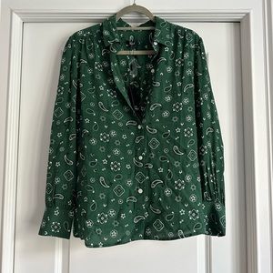 Rails Green Paisley Long Sleeve Blouse NWT